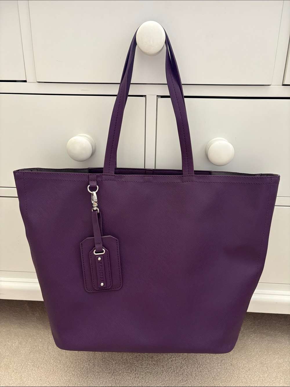 Kenneth Cole Reaction Purple Saffiano Tote with Luggage Tag